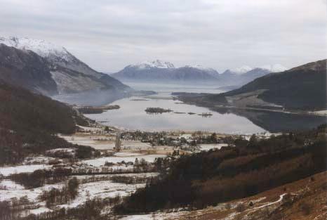 Glencoe Village and Ballahulish from the slopes of the Pap of
           Glencoe.