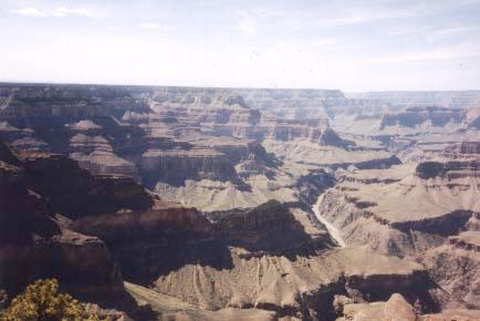 Looking West from the South Rim, with the River Colorado at the bottom.
